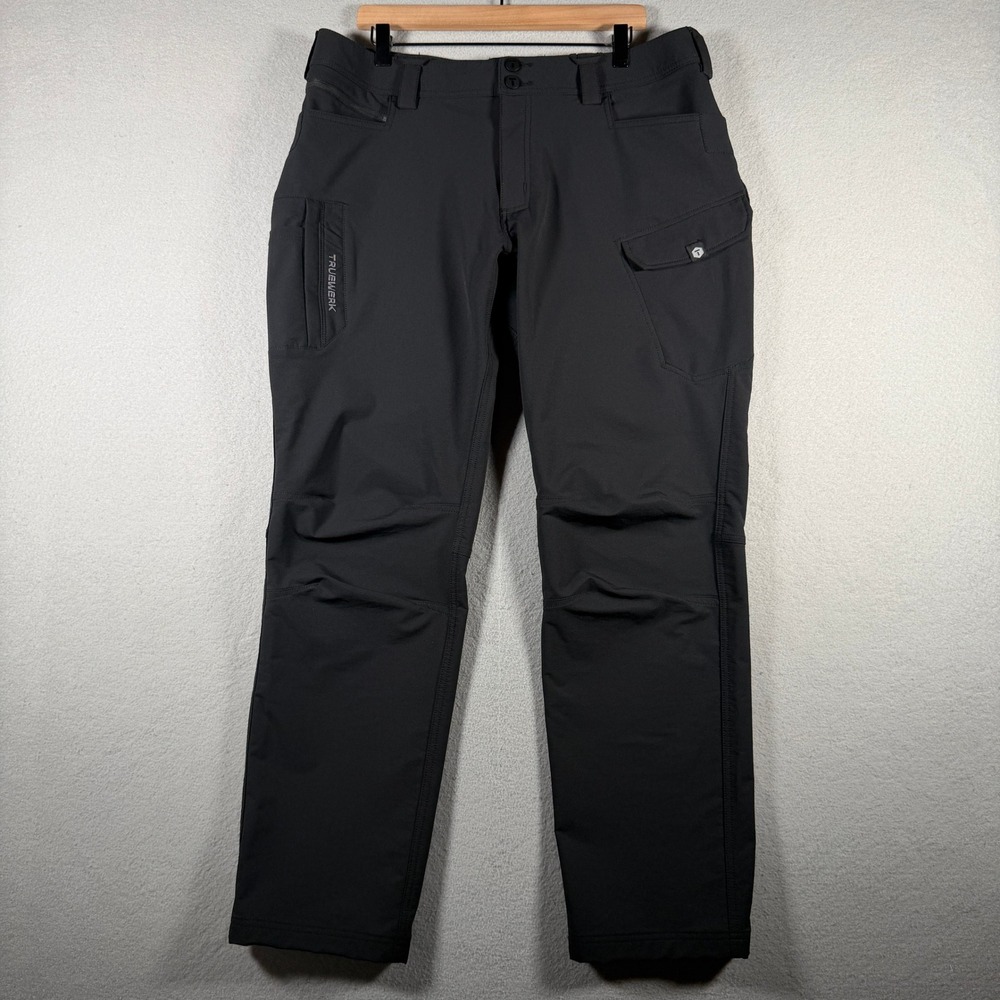 Truewerk T2 WerkPant Mens 36x32 Black Technical Work Pants Softshell 15650